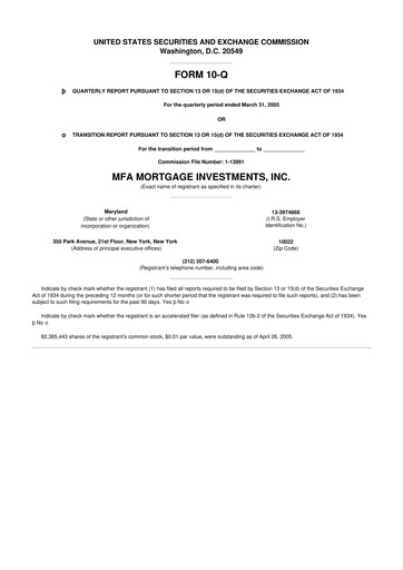 Thumbnail MFA Financial 10-Q Quarterly Report FY 