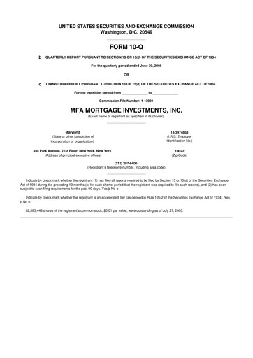 Thumbnail MFA Financial 10-Q Quarterly Report FY 