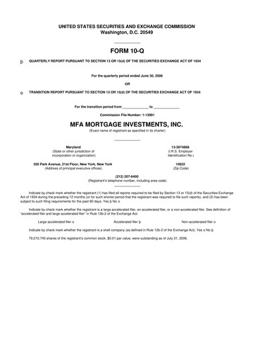 Thumbnail MFA Financial 10-Q Quarterly Report FY 