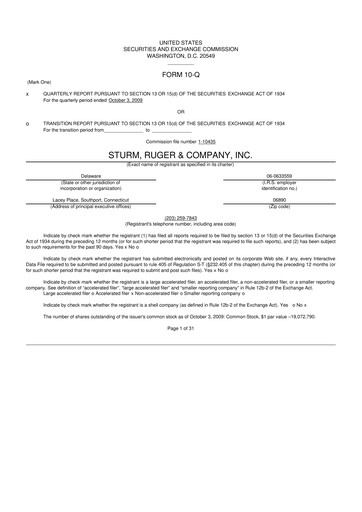 Thumbnail Sturm, Ruger & Co 10-Q Quarterly Report FY 