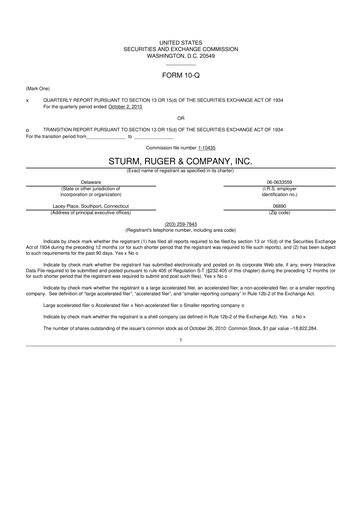 Thumbnail Sturm, Ruger & Co 10-Q Quarterly Report FY 