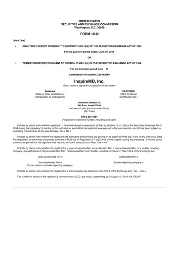 Thumbnail InspireMD 10-Q Quarterly Report FY2011 