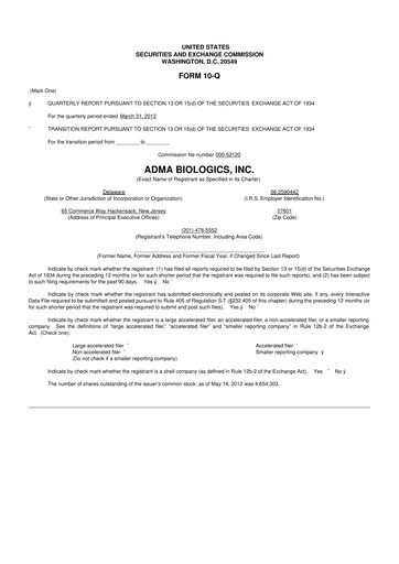 Thumbnail ADMA Biologics
 10-Q Quarterly Report FY2012 