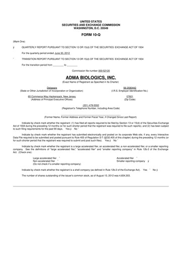 Thumbnail ADMA Biologics
 10-Q Quarterly Report FY2012 