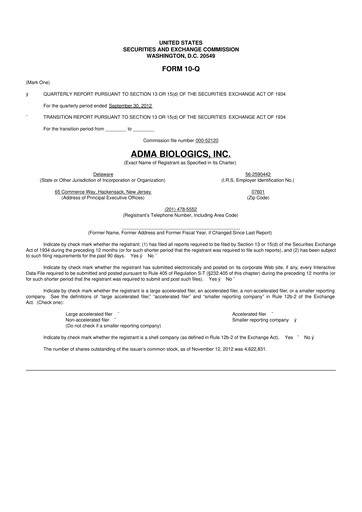 Thumbnail ADMA Biologics
 10-Q Quarterly Report FY2012 