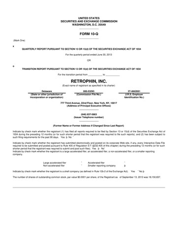 Thumbnail Travere Therapeutics 10-Q Quarterly Report FY2013 