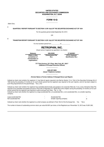 Thumbnail Travere Therapeutics 10-Q Quarterly Report FY2013 