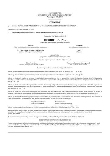 Thumbnail Travere Therapeutics 10-K Annual Report 2013