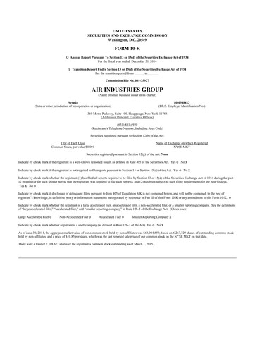 Thumbnail Air Industries Group 10-K Annual Report 2014