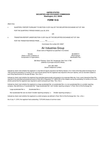 Thumbnail Air Industries Group 10-Q Quarterly Report FY 