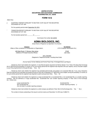 Thumbnail ADMA Biologics
 10-Q Quarterly Report FY2016 