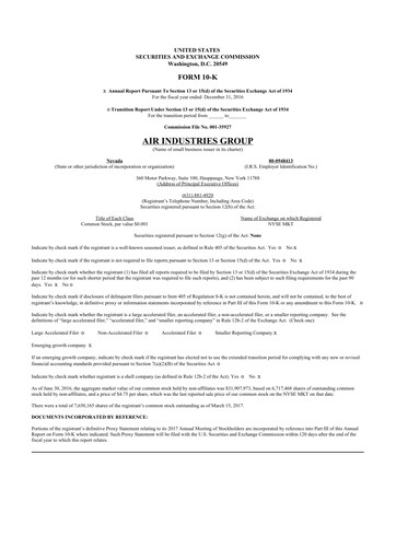 Thumbnail Air Industries Group 10-K Annual Report 