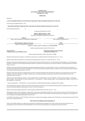 Thumbnail ADMA Biologics
 10-K Annual Report 2017