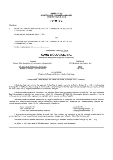 Thumbnail ADMA Biologics
 10-Q Quarterly Report FY2018 