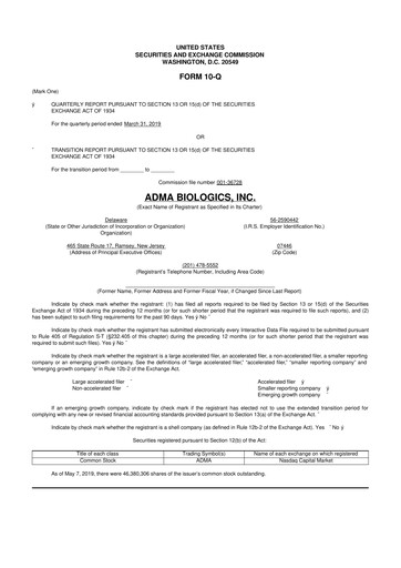Thumbnail ADMA Biologics
 10-Q Quarterly Report FY2019 