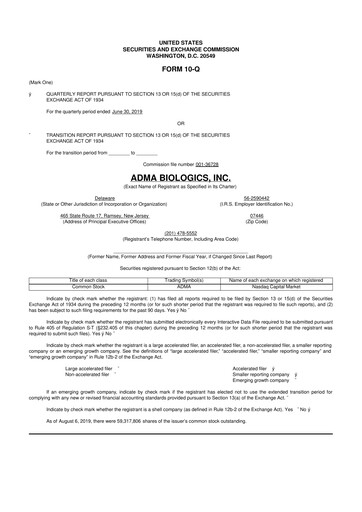 Thumbnail ADMA Biologics
 10-Q Quarterly Report FY2019 