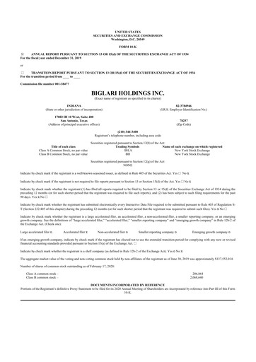 Thumbnail Biglari 10-K Annual Report 2019