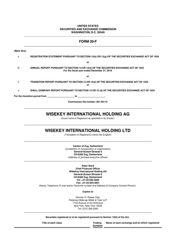 Thumbnail WISeKey International 20-F Annual Report 