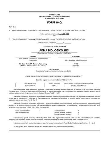 Thumbnail ADMA Biologics
 10-Q Quarterly Report FY2020 