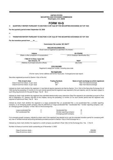 Thumbnail Biglari 10-Q Quarterly Report FY2020 