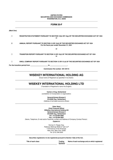 Thumbnail WISeKey International 20-F Annual Report 2021