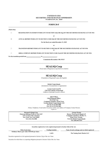 Thumbnail SEALSQ 20-F Annual Report 2023