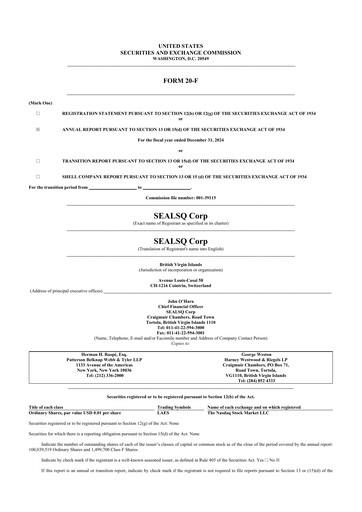 Thumbnail SEALSQ 20-F Annual Report 2024