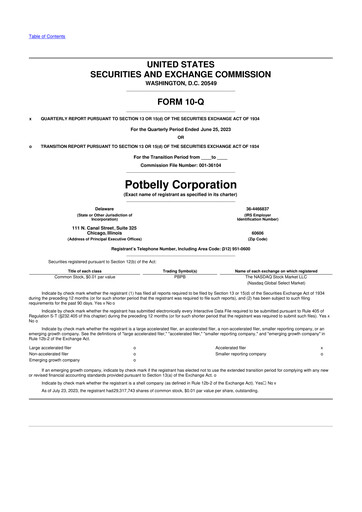 Thumbnail Potbelly Corporation 10-Q Quarterly Report FY2023 