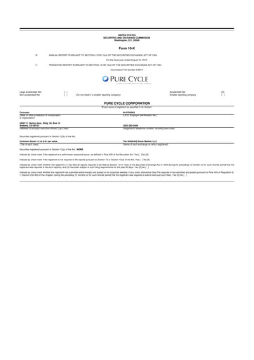 Thumbnail Pure Cycle (water) 10-K Annual Report 2015