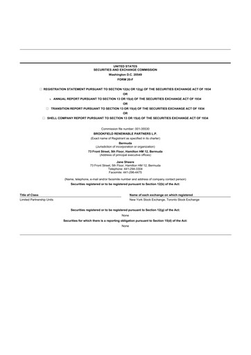 Thumbnail Brookfield Renewable Partners 20-F Annual Report 