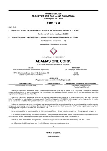 Vorschaubild Adamas One 10-Q Quartalsbericht 2023 