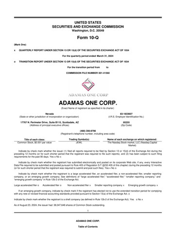 Vorschaubild Adamas One 10-Q Quartalsbericht 2024 