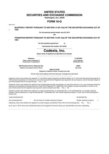 Thumbnail Codexis
 10-Q Quarterly Report FY2015 