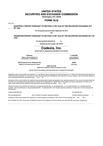 Thumbnail Codexis
 10-Q Quarterly Report FY2015 