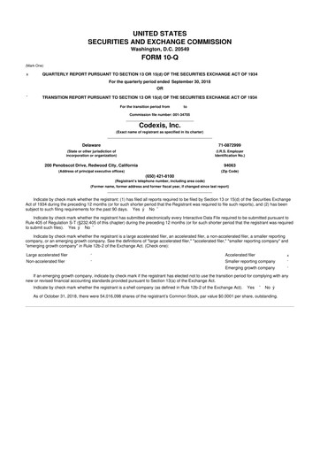 Thumbnail Codexis
 10-Q Quarterly Report FY2018 