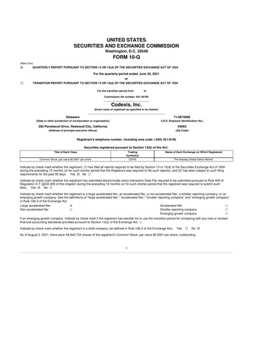 Thumbnail Codexis
 10-Q Quarterly Report FY2021 