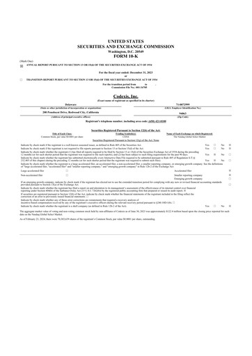 Thumbnail Codexis
 10-K Annual Report 2023