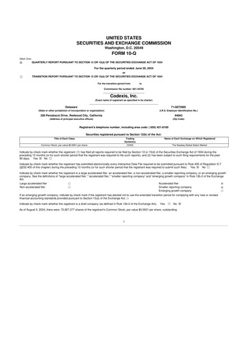Thumbnail Codexis
 10-Q Quarterly Report FY2024 