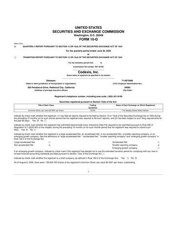 Thumbnail Codexis
 10-Q Quarterly Report FY2026 
