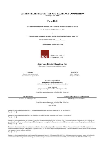 Thumbnail American Public Education 10-K Annual Report 2017