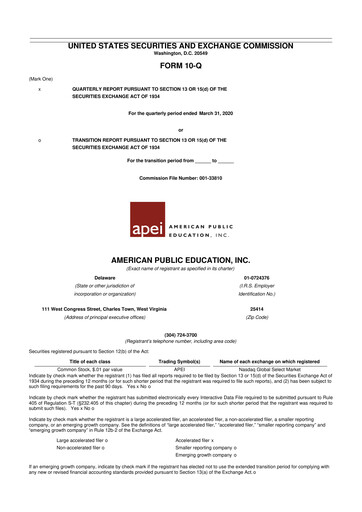 Thumbnail American Public Education 10-Q Quarterly Report FY2020 