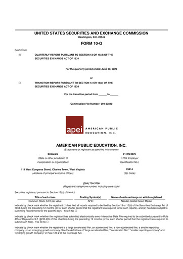 Thumbnail American Public Education 10-Q Quarterly Report FY2020 