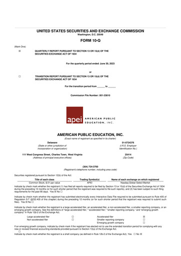 Thumbnail American Public Education 10-Q Quarterly Report FY2023 