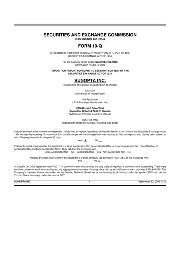 Vorschaubild SunOpta 10-Q Quartalsbericht  