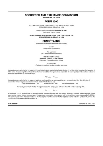 Vorschaubild SunOpta 10-Q Quartalsbericht  