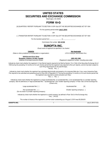 Vorschaubild SunOpta 10-Q Quartalsbericht  