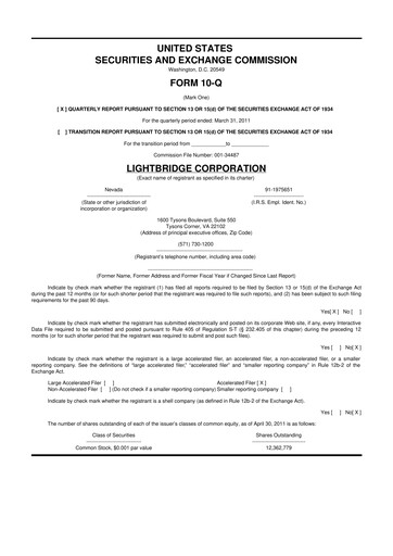 Thumbnail Lightbridge Corporation 10-Q Quarterly Report FY 