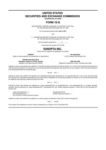 Vorschaubild SunOpta 10-Q Quartalsbericht  