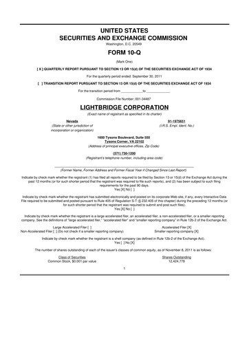 Thumbnail Lightbridge Corporation 10-Q Quarterly Report FY2011 