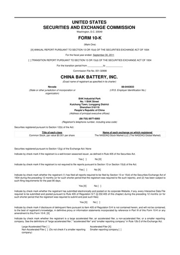 Thumbnail CBAK Energy Technology 10-K Annual Report 2011